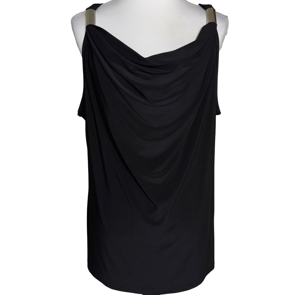 New Directions Black Draped Blouse Women's